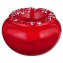 Ronde asbak van keramiek in het rood met wit